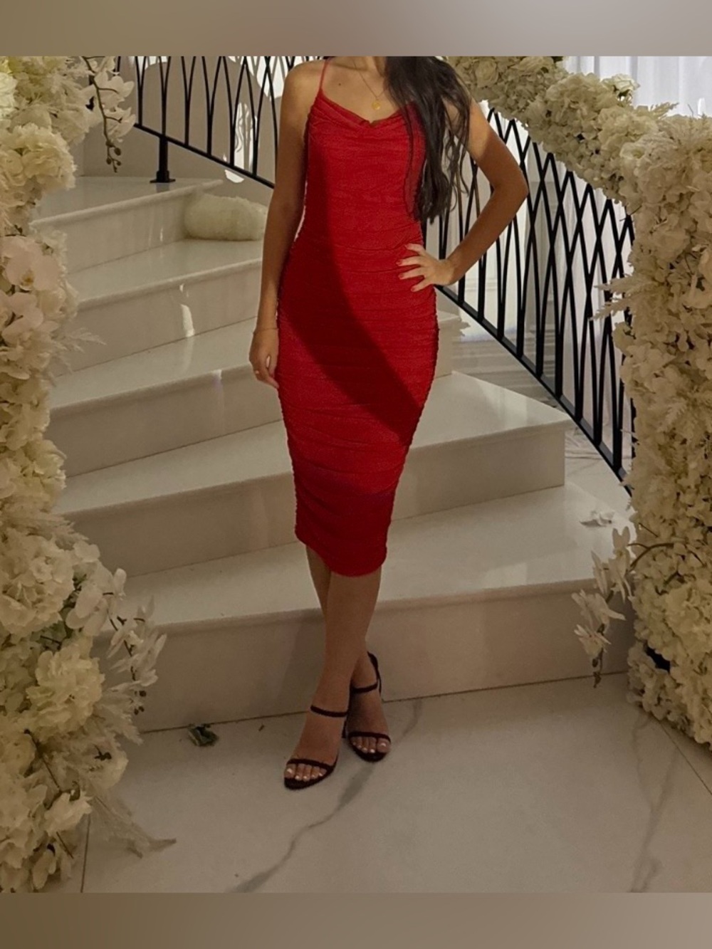 Red Ruched Dress